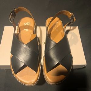 Black leather sandals